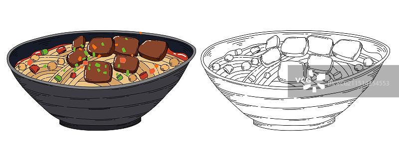 重庆小面矢量扁平插画图片素材