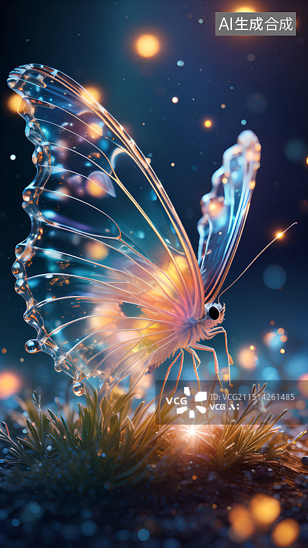 【AI数字艺术】3D渲染，梦幻蝴蝶特写图片素材