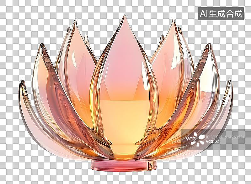 【AI数字艺术】AIGC：3D水晶荷花灯 中秋节设计元素图片素材