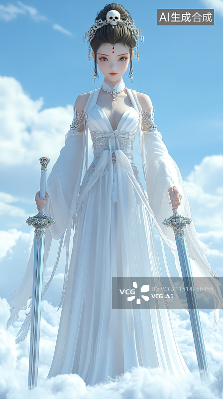 【AI数字艺术】中国四大名著西游记人物白骨精3D渲染图片素材