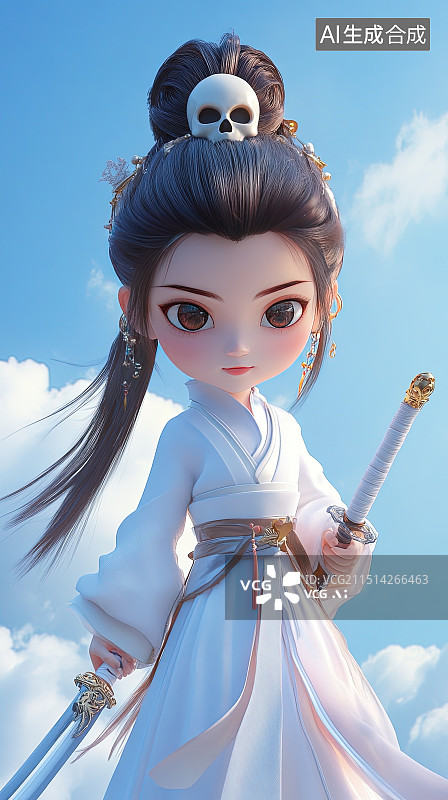 【AI数字艺术】中国四大名著西游记人物白骨精3D渲染图片素材