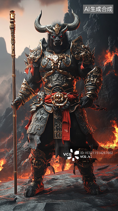 【AI数字艺术】中国四大名著西游记人物牛魔王3D渲染图片素材