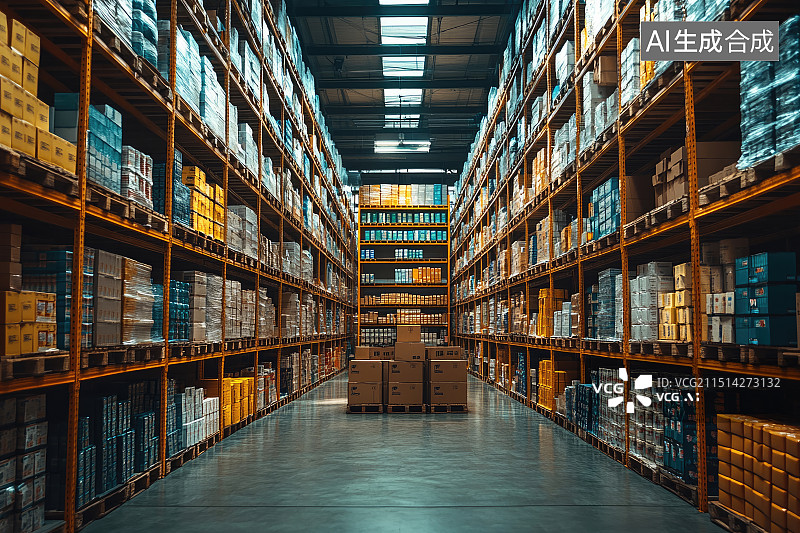 【AI数字艺术】规则的超级大型仓库图片素材