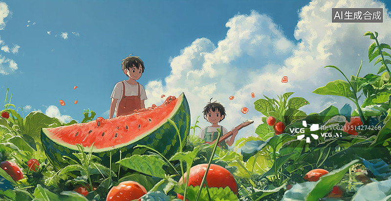 【AI数字艺术】夏天西瓜地图片素材