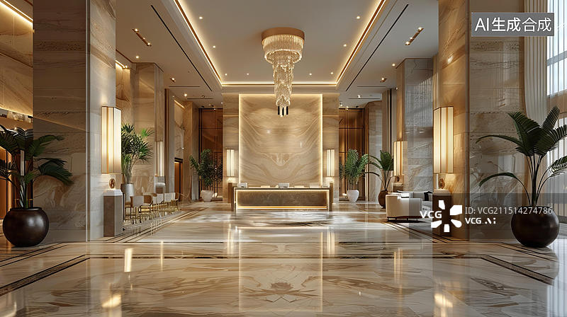【AI数字艺术】酒店大堂的AI图片图片素材