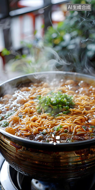 【AI数字艺术】热气腾腾的火锅面图片素材