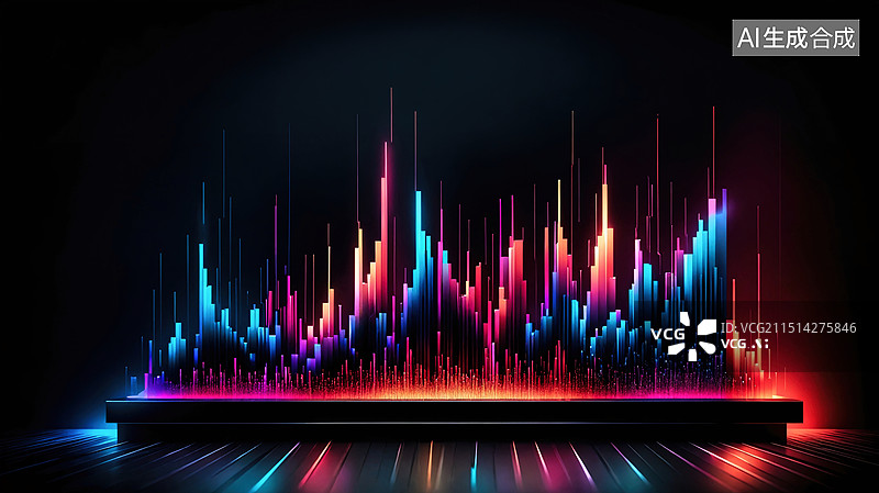 【AI数字艺术】音乐频谱视觉效果图片素材