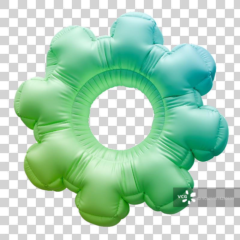 3D渲染的膨胀风格的蓝绿色卡通图标图片素材