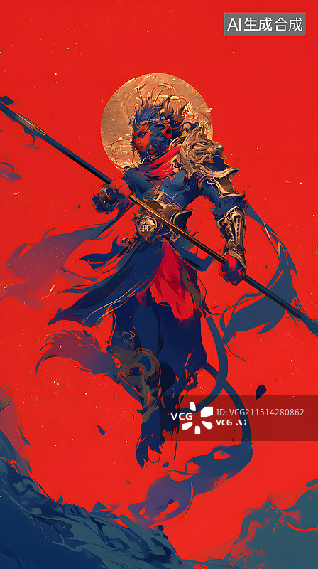 【AI数字艺术】国潮孙悟空插画图片素材