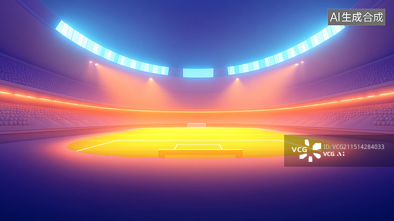 【AI数字艺术】足球场体育场运动比赛草坪草地3D插画背景图片素材