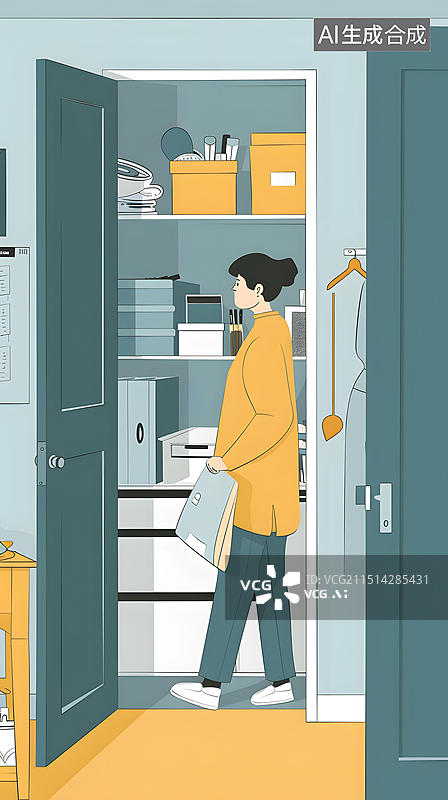 【AI数字艺术】走出储物间的女人图片素材