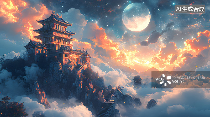 【AI数字艺术】中国神话游戏CG场景图片素材