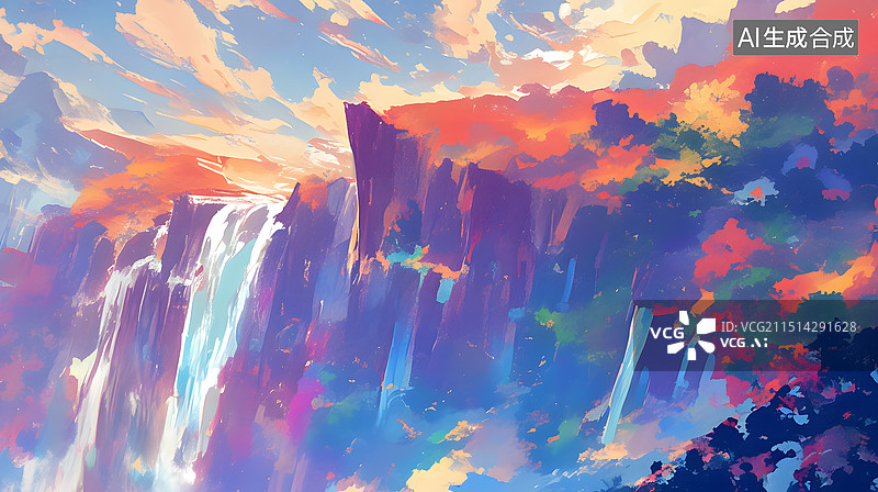 【AI数字艺术】花果山水帘洞仙境图片素材