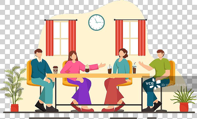 两对夫妇约会用餐图片素材