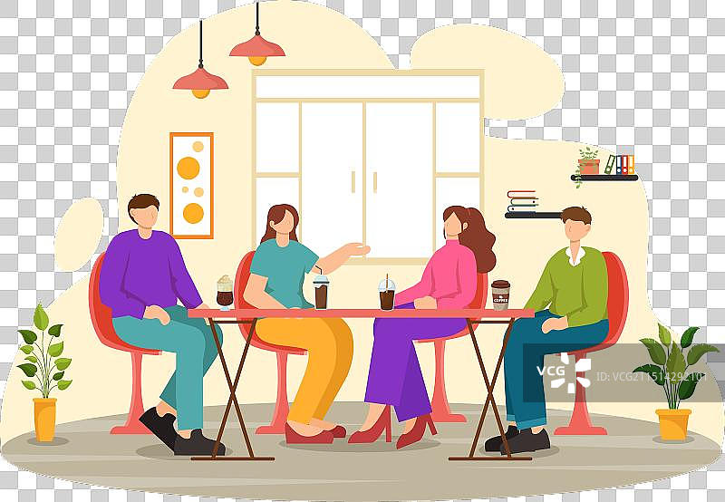 两对夫妇约会用餐图片素材