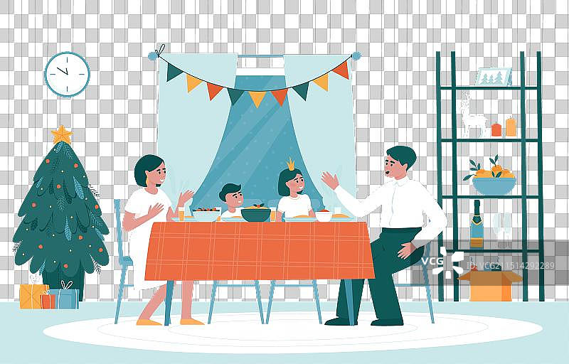 父母和孩子在节日里愉快地聊天图片素材