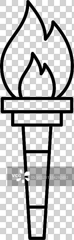 燃烧的奥林匹克火炬线条图标图片素材