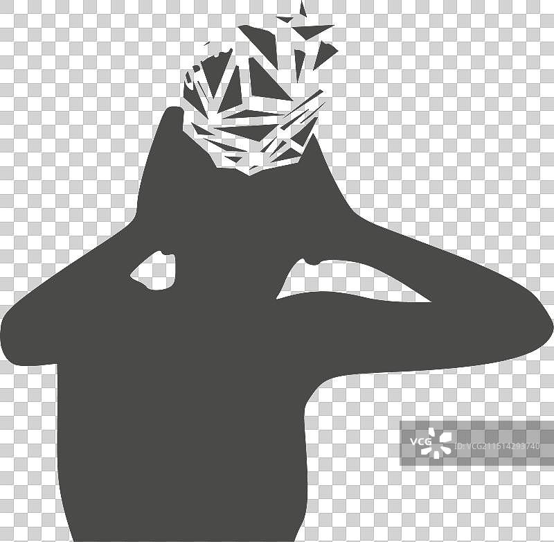 不开心的女人抱着头思考图片素材