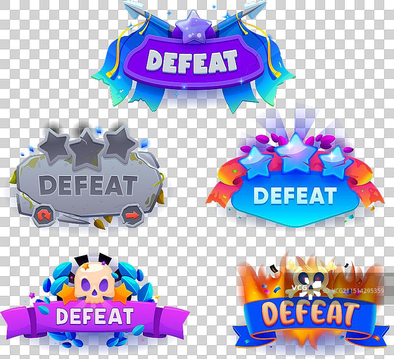 游戏失败UI徽章和盾牌图片素材