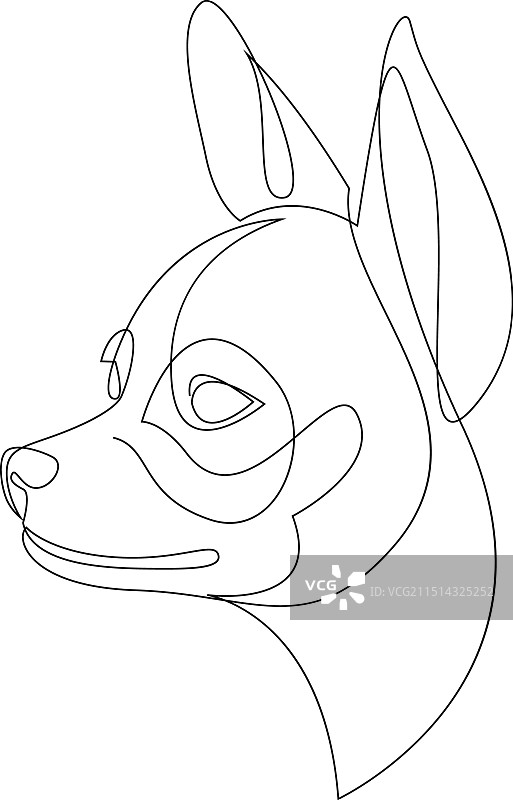 吉娃娃极简风格连续线条图片素材