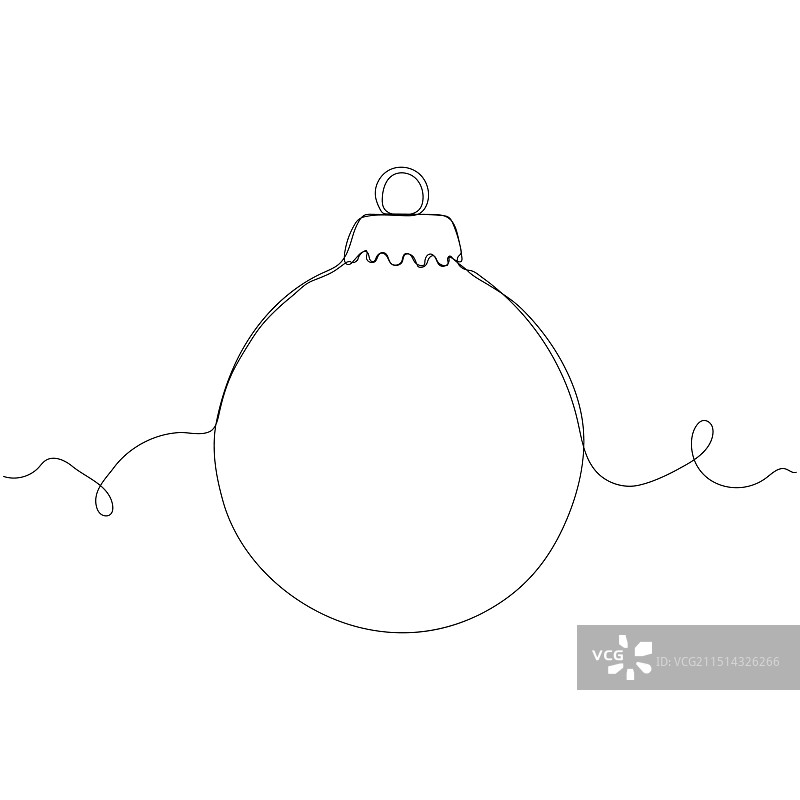 圣诞球连续线条画图片素材