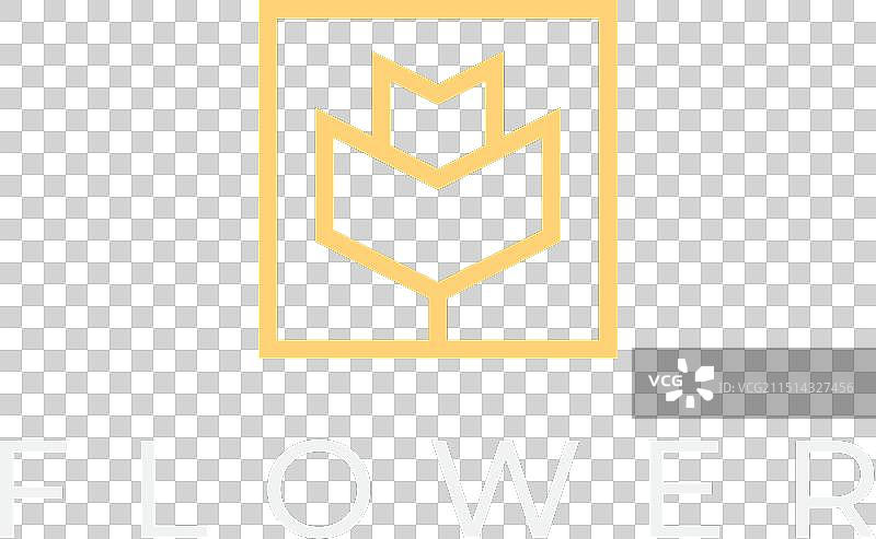 带方形标志设计的花朵线条图片素材