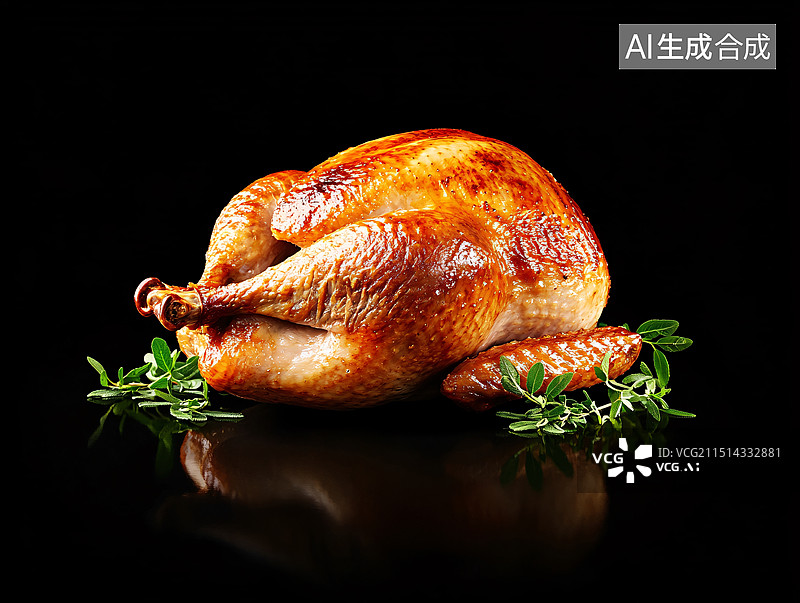 【AI数字艺术】感恩节烤鸡晚餐美食烹饪庆祝节日插图背景图片素材