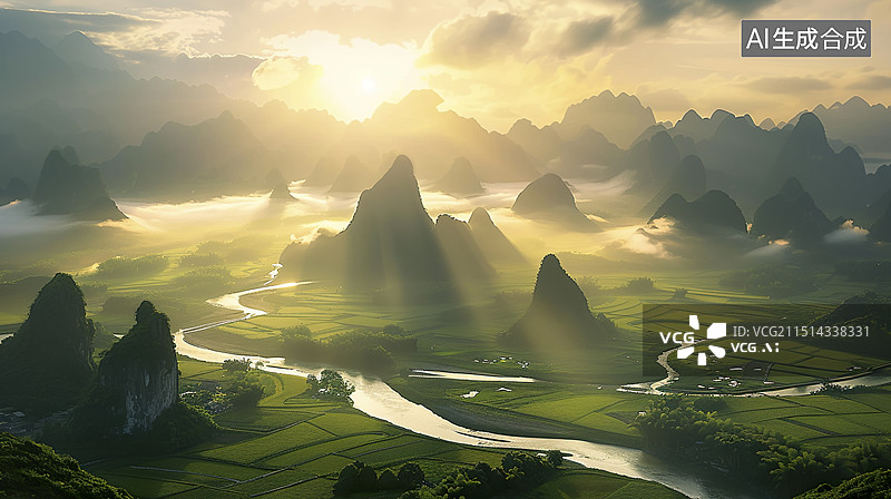 【AI数字艺术】喀斯克地貌的山地航拍图片素材