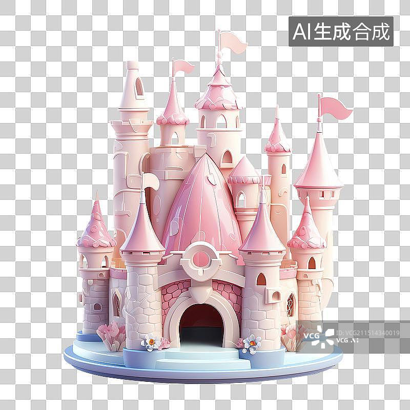 【AI数字艺术】卡通粉色浪漫城堡图片素材