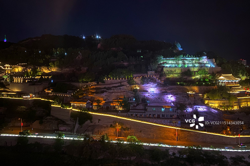 延安清凉山夜景图片素材