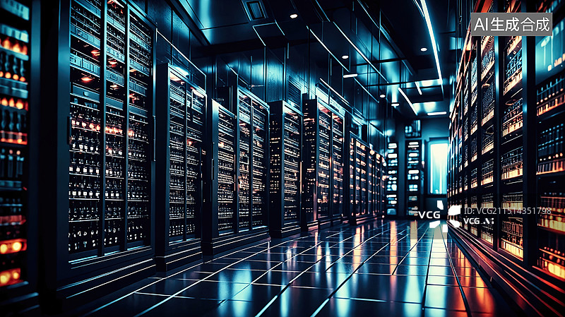 【AI数字艺术】数据中心走廊图片素材