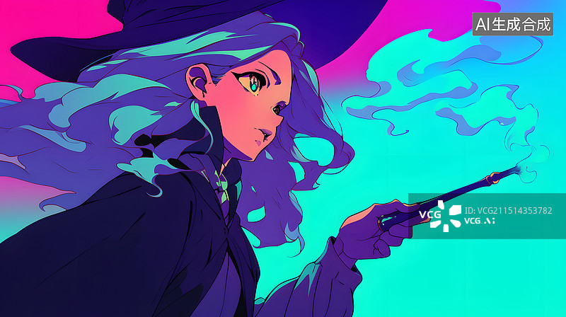 【AI数字艺术】神秘女巫施法瞬间图片素材