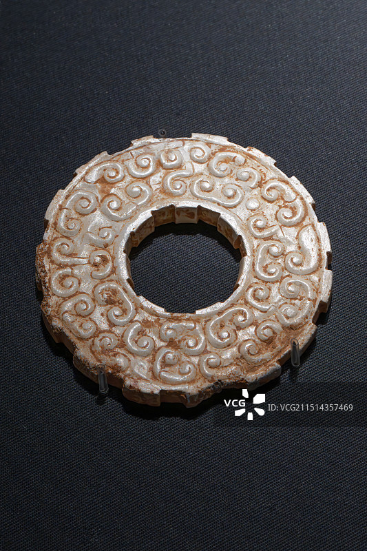 国家一级珍贵文物，战国时期，玉瑗，浙江省博物馆之江馆区《浙江一万年》收藏图片素材