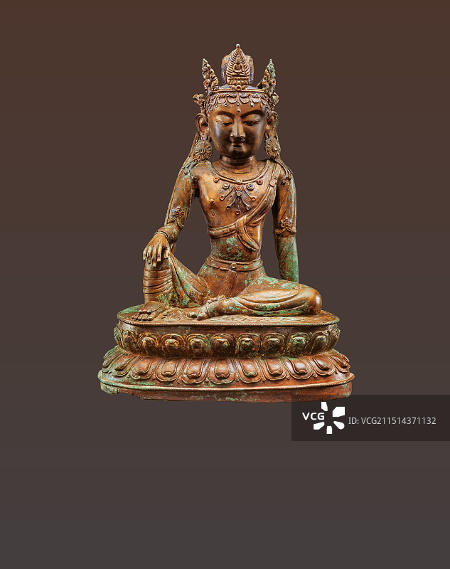 内蒙古黑城遗址，鎏金铜菩萨像，元代图片素材