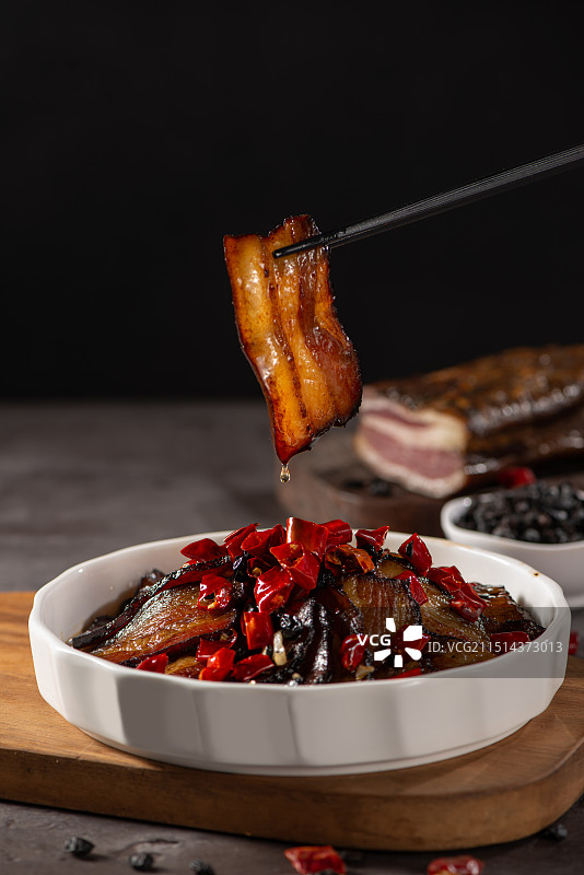 豆辣蒸腊肉图片素材