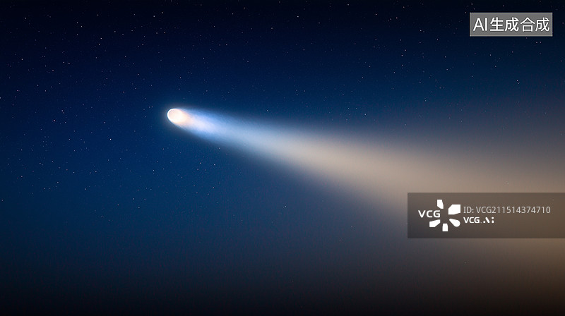 【AI数字艺术】黑夜彗星发光背景图片素材