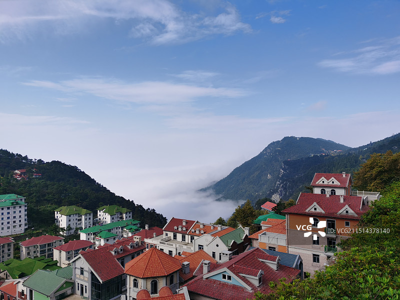 庐山云海街镇图片素材