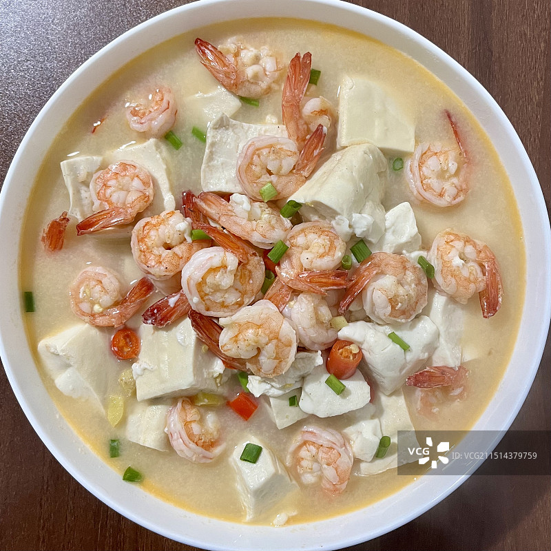 鲜虾豆腐家常菜图片素材