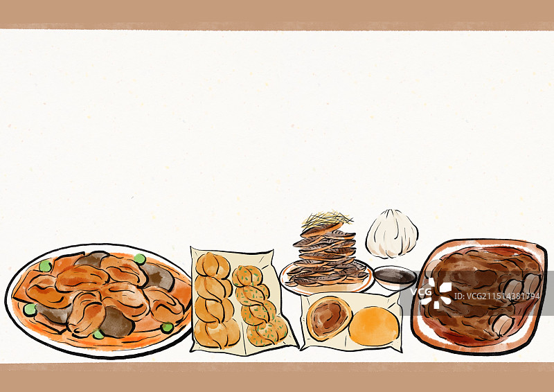 国潮风无锡美食插画图片素材
