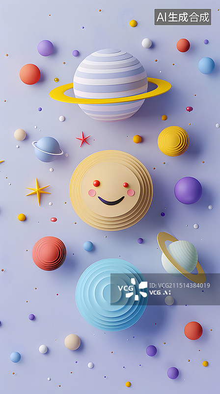 【AI数字艺术】星球,行星,太空系可爱壁纸图片素材