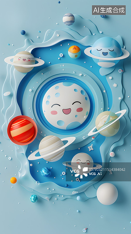 【AI数字艺术】星球,行星,太空系可爱壁纸图片素材