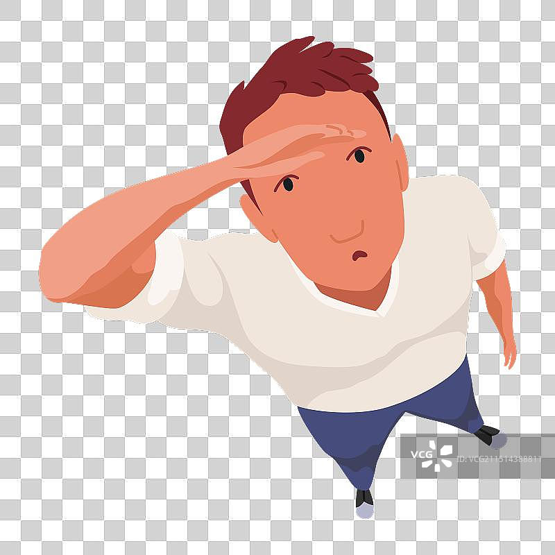 人们抬头看向上方，男子面露惊讶图片素材