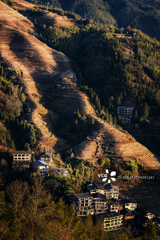 金坑梯田位于广西壮族自治区桂林市龙胜各族自治县图片素材