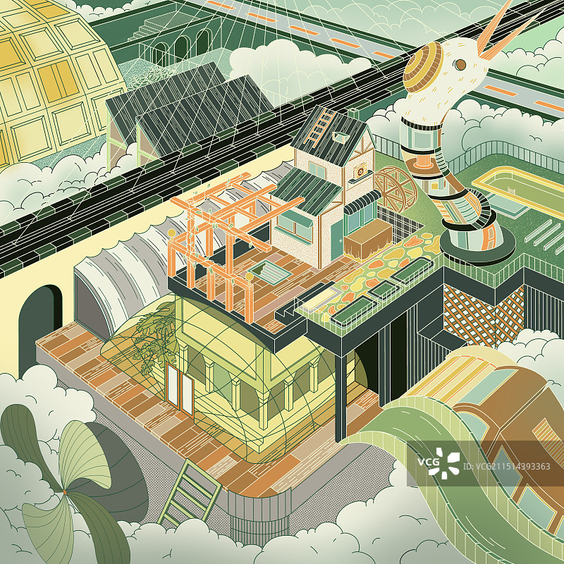 想象来自空中的建筑图片素材