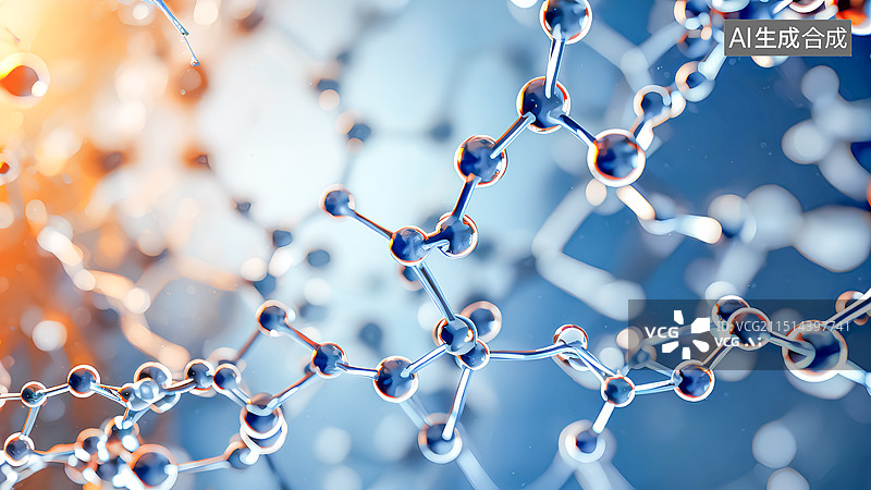 【AI数字艺术】微观世界下的分子结构物质图片素材