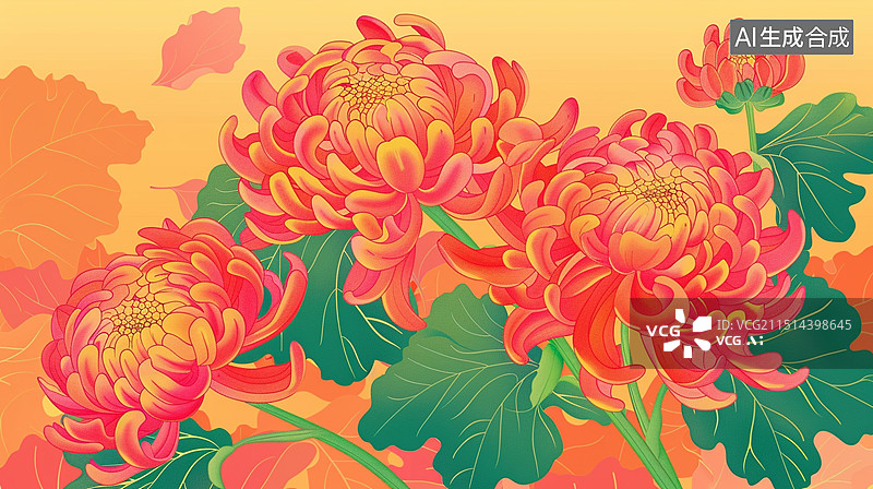 【AI数字艺术】菊花图片素材