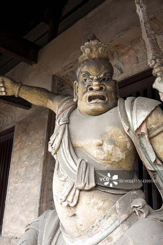 中国山西平遥双林寺天王殿外的四大金刚造像图片素材
