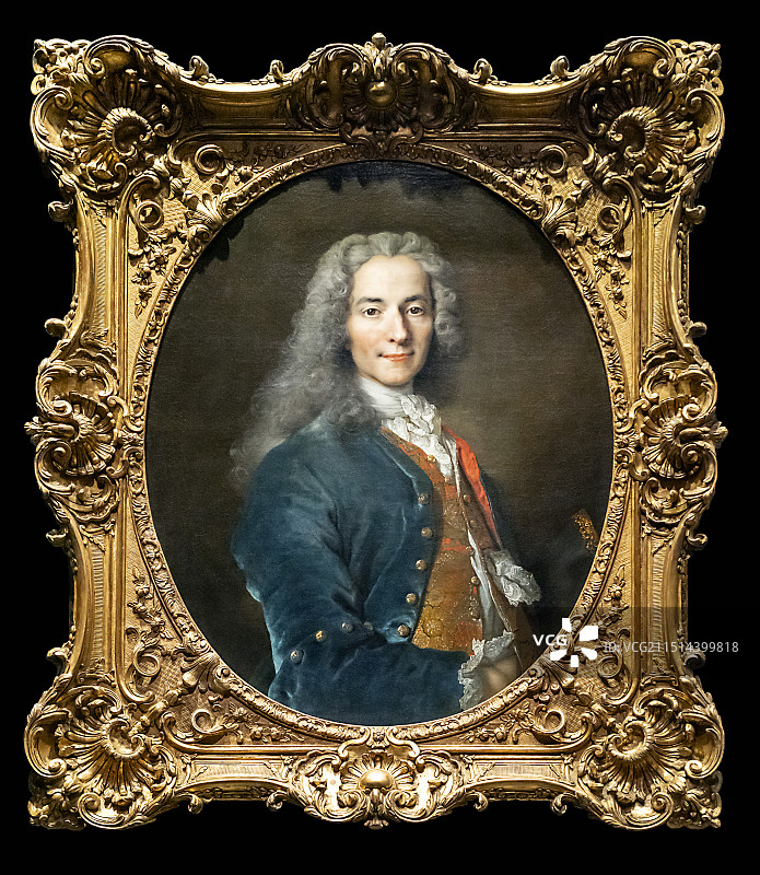 故宫-紫禁城与凡尔赛宫-17、18世纪的中法交往-伏尔泰肖像-1724年-布面油画-凡尔赛宫与特里亚农宫国家博物馆藏图片素材