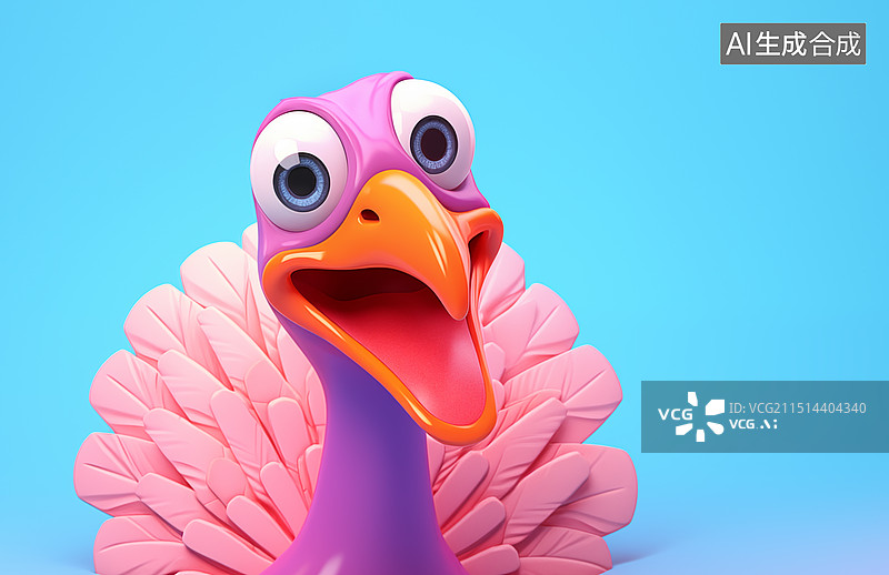 【AI数字艺术】卡通3D火鸡插画素材图片素材