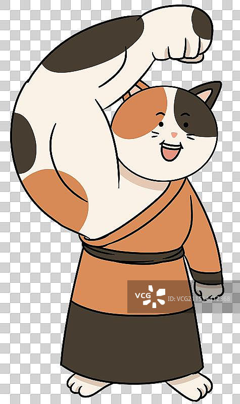 新年新春春节招财猫麒麟臂财富财产运气好运可爱趣味搞笑搞怪猫咪小猫元素插画图片素材